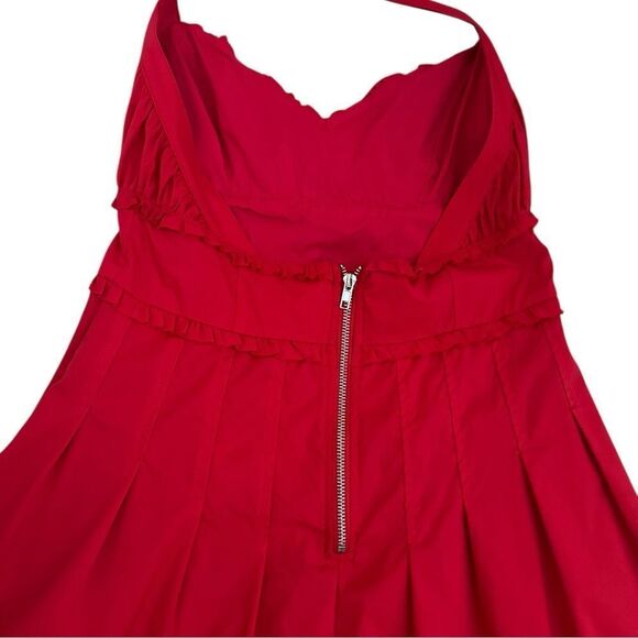 Anna Grace Red Rockabilly Halter Dress Size Medium Vtg Pin-Up Retro Pockets - Picture 11 of 11